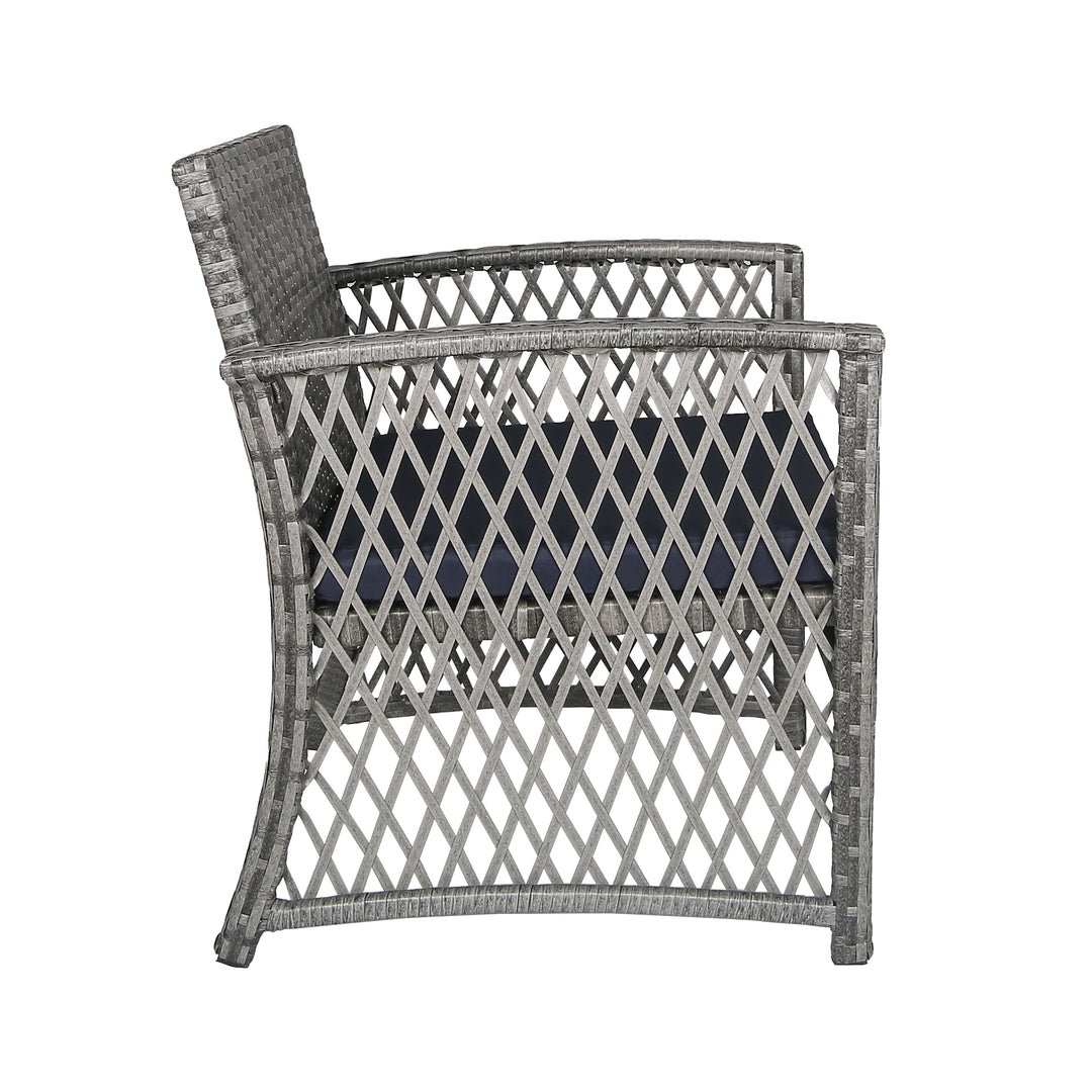 Melvi 4-Piece Outdoor Patio Wicker Conversation Set, Gray