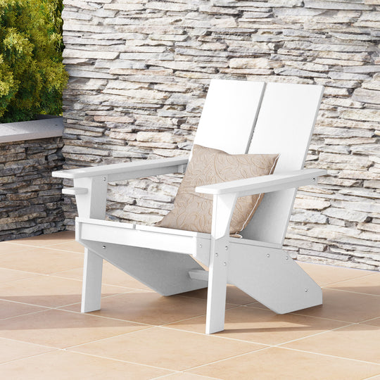 Riviera Outdoor HDPE Modern Adirondack Chair with Cup Holder