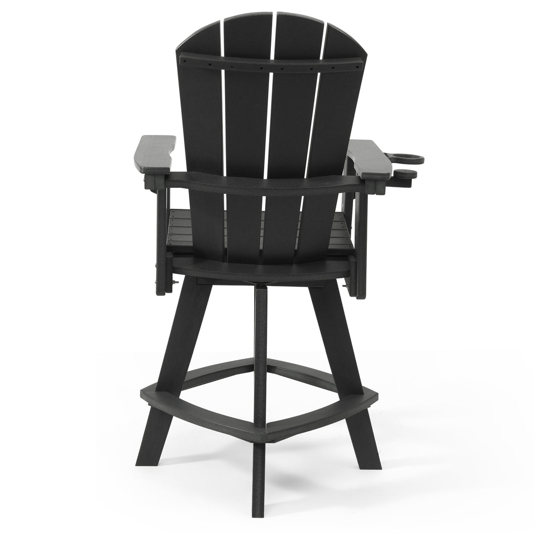 Malibu Outdoor HDPE Swivel Adirondack Bar Height Chair With Cup Holder