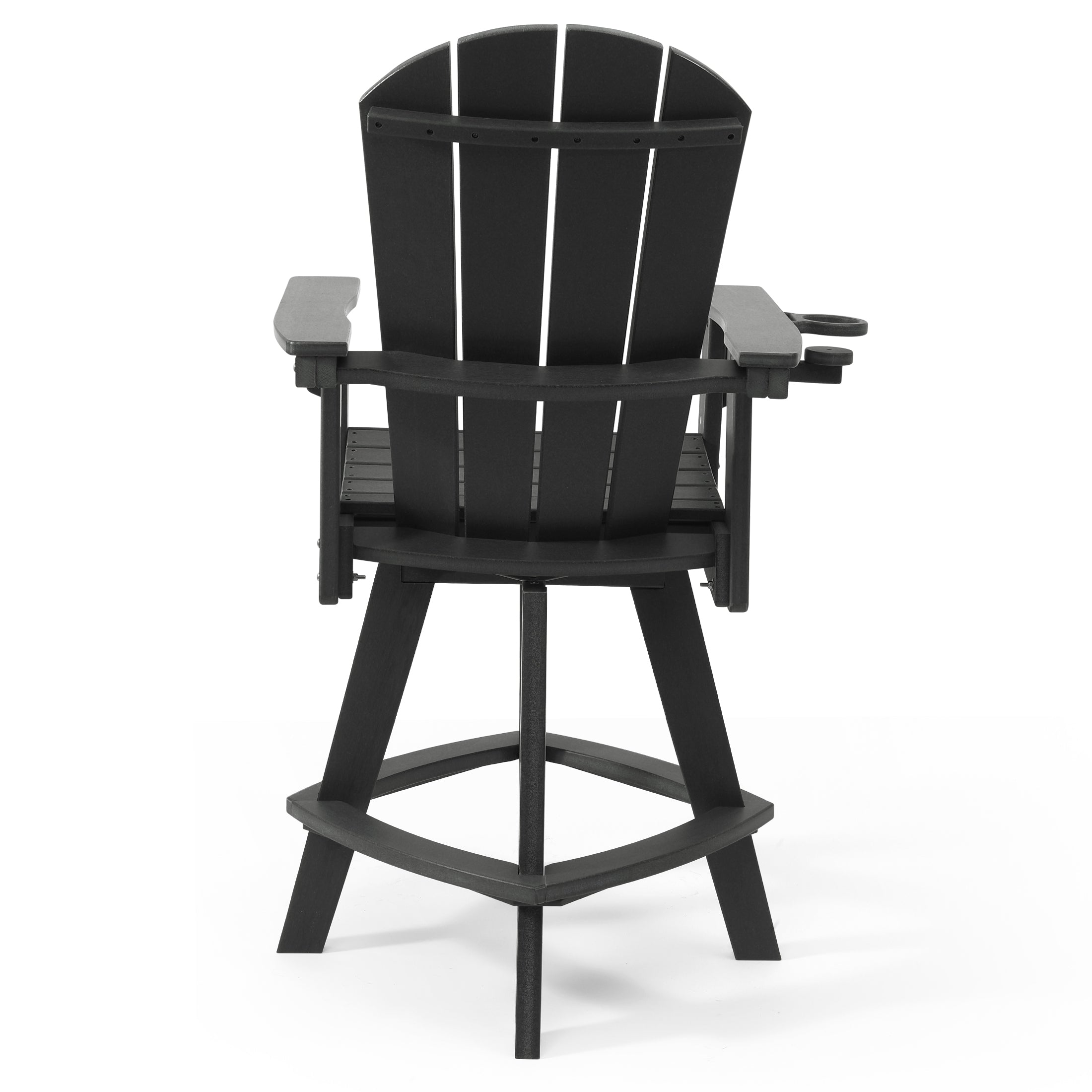 Malibu Outdoor HDPE Swivel Adirondack Bar Height Chair With Cup Holder