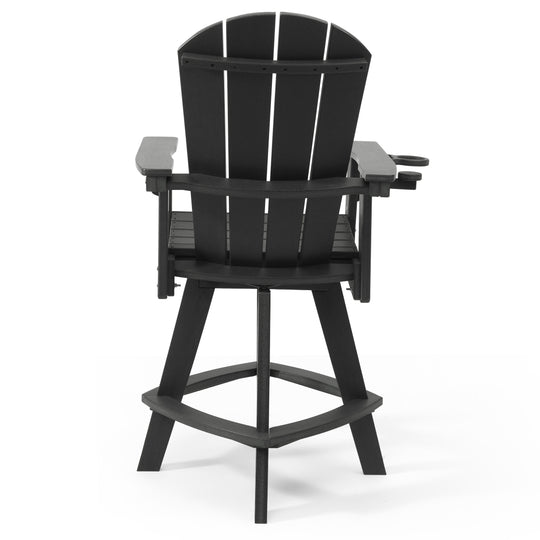 Malibu Outdoor HDPE Swivel Adirondack Bar Height Chair With Cup Holder