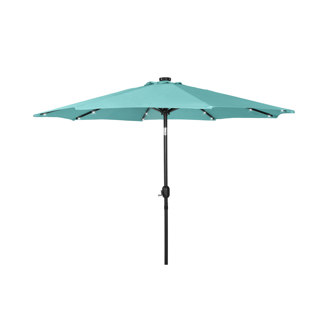 Cyrus 9 ft. Patio Solar Power LED Market Umbrella with Round Black Base