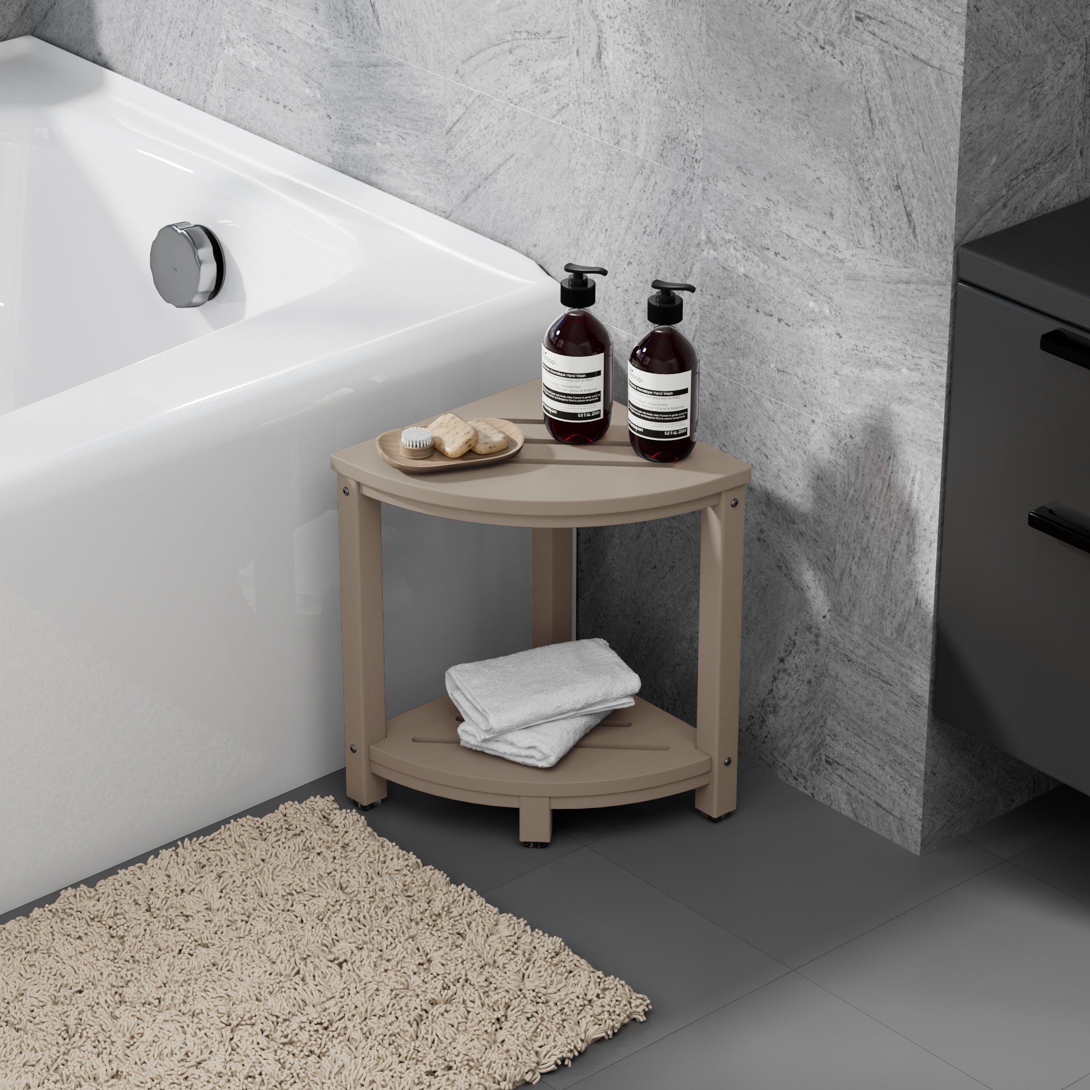 Sage HDPE Plastic Waterproof Shower Corner Bench