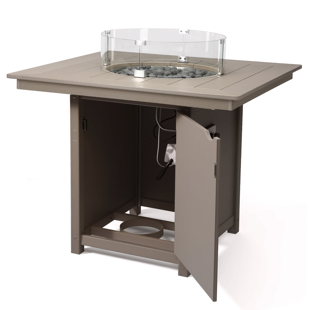 Helios 42" Modern Outdoor Patio Gas Propane Square Fire Pit Table