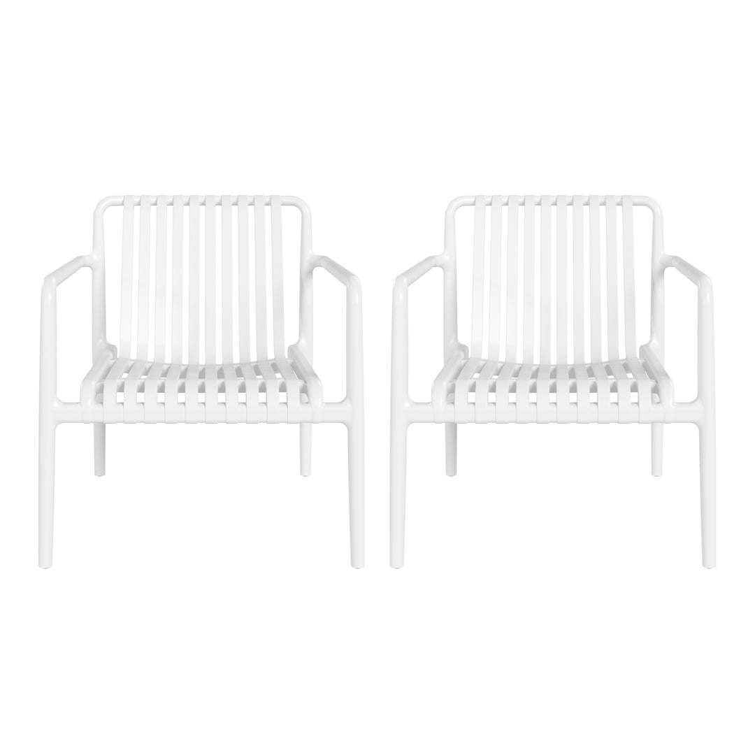 Playa Outdoor Modern Stackable Plastic Patio Club Armchairs (Set of 2)