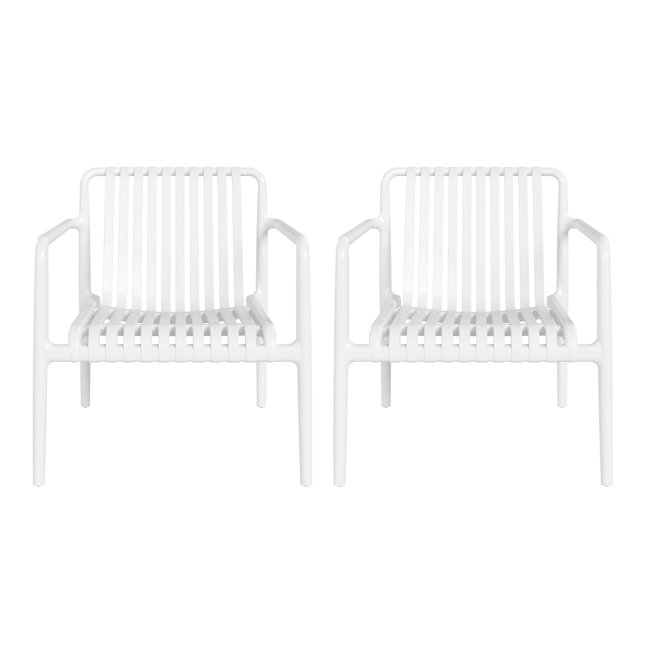 Playa Outdoor Modern Stackable Plastic Patio Club Armchairs (Set of 2)