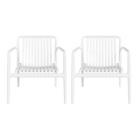 Playa Outdoor Modern Stackable Plastic Patio Club Armchairs (Set of 2)