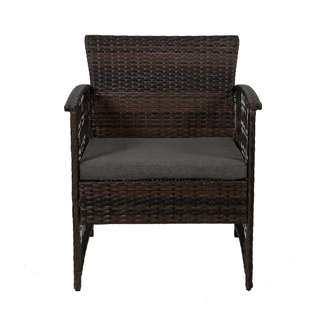 Melvi 4-Piece Outdoor Patio Wicker Conversation Set, Coffee