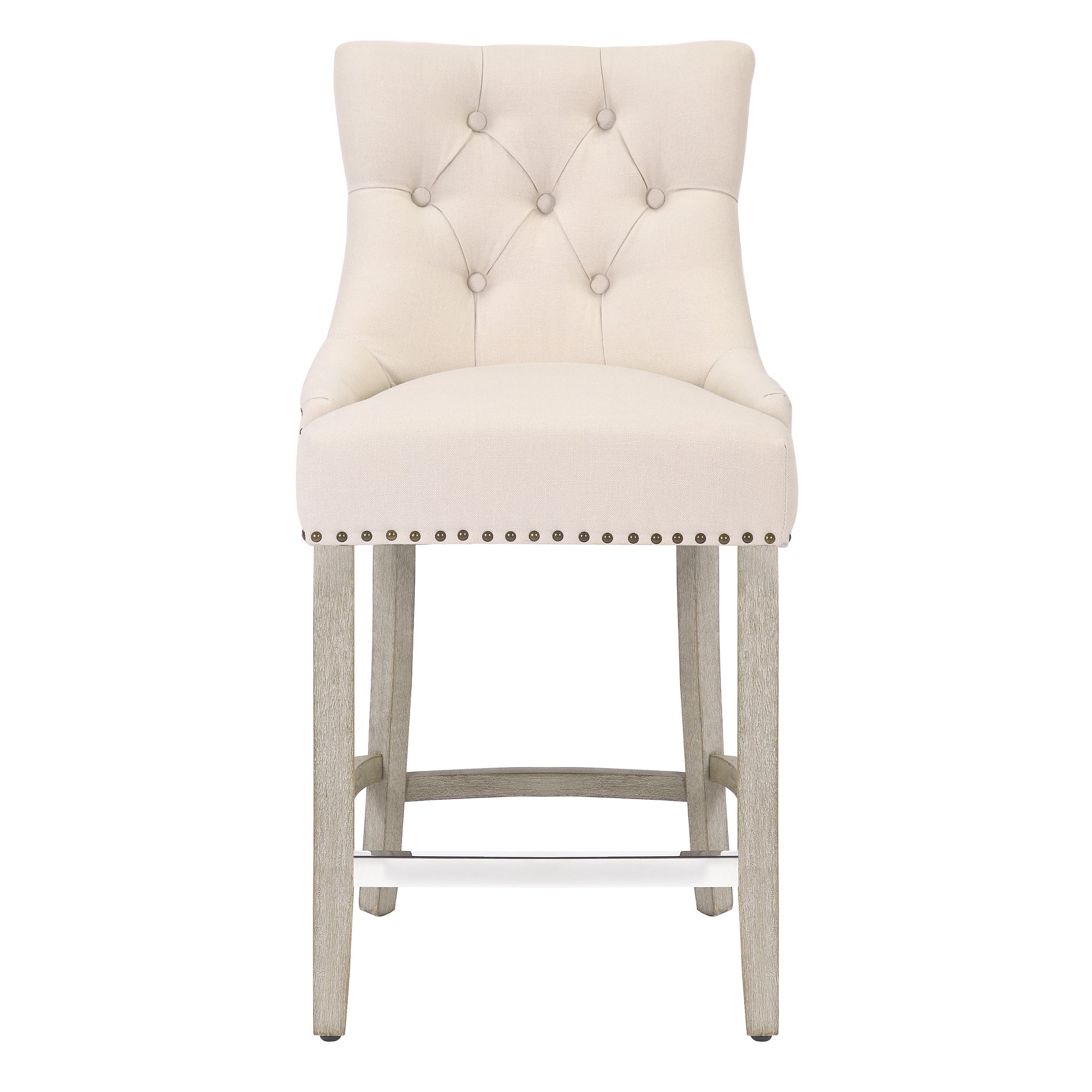 Hayes 24" Upholstered Wood Bar Stool with Tufted Back