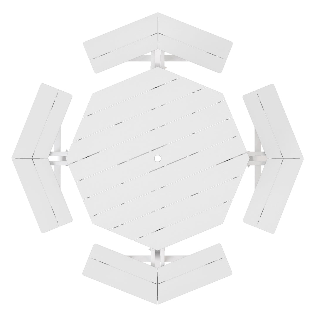 Outdoor 48" HDPE 8-Person Patio Octagon Picnic Table