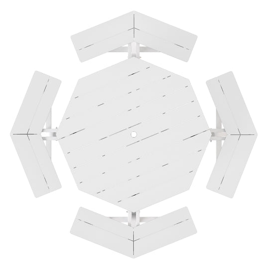 Outdoor 48" HDPE 8-Person Patio Octagon Picnic Table
