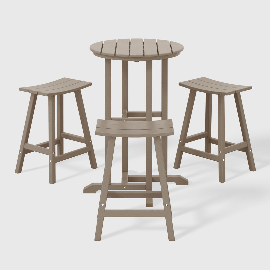 Malibu Outdoor Patio Counter Height Bar Stools Bistro Bar Table 4-Piece Set