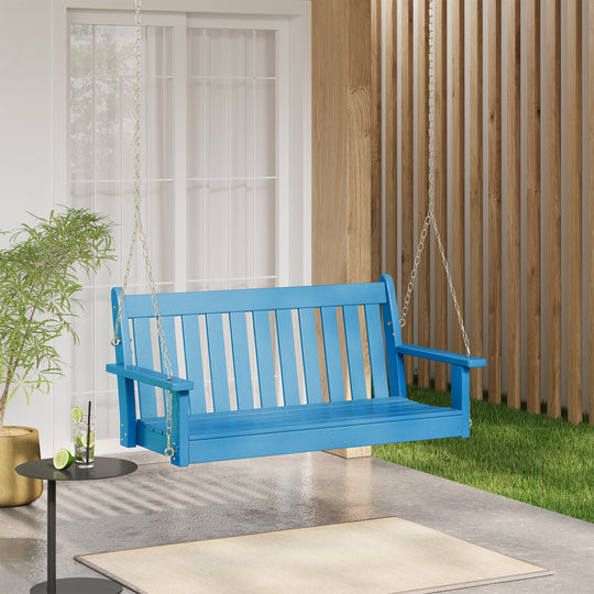 Malibu Outdoor Patio HDPE Hanging Front Porch Swing Bench