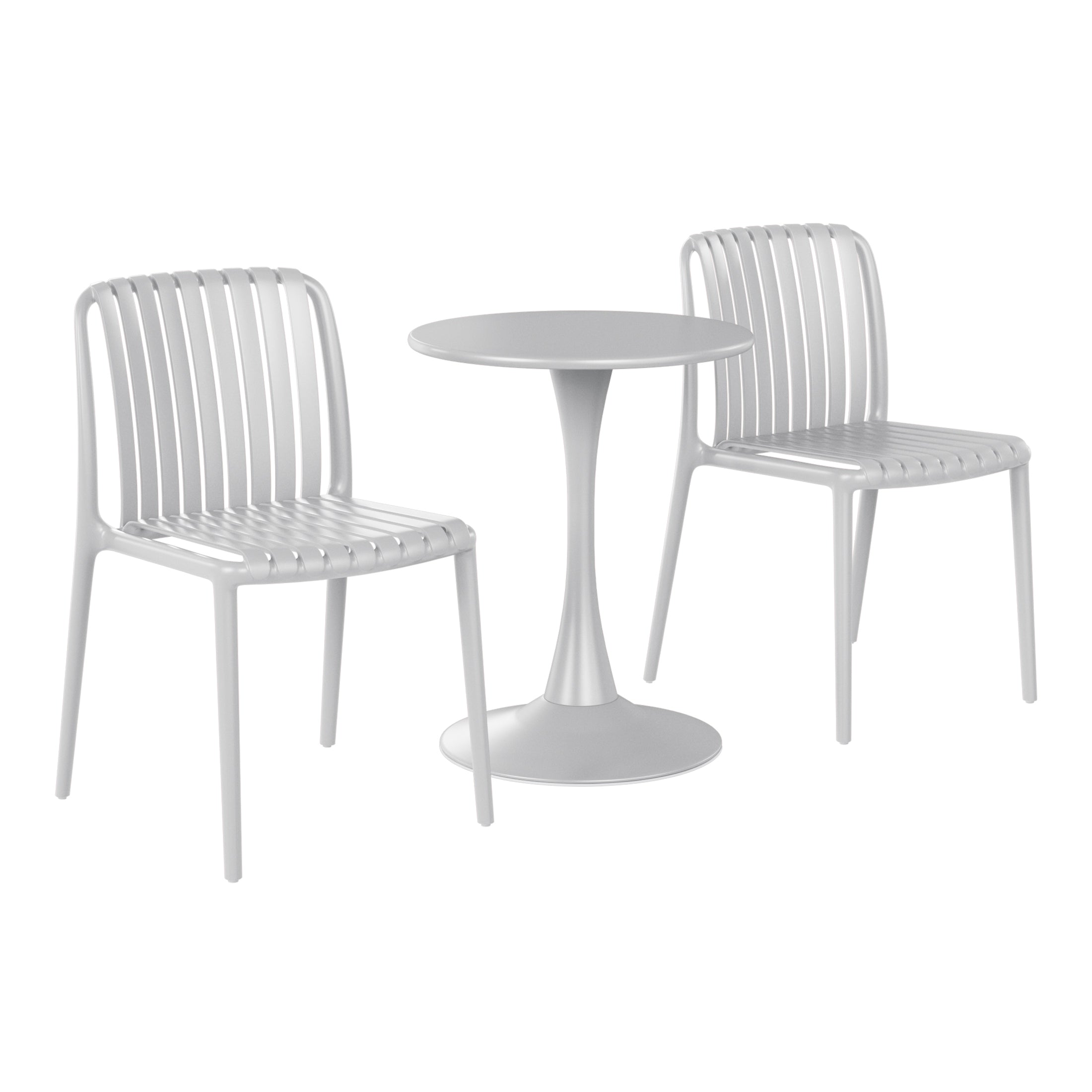 Playa 3-Piece Outdoor Metal Dining Table Set And Stackable Resin Patio Chairs