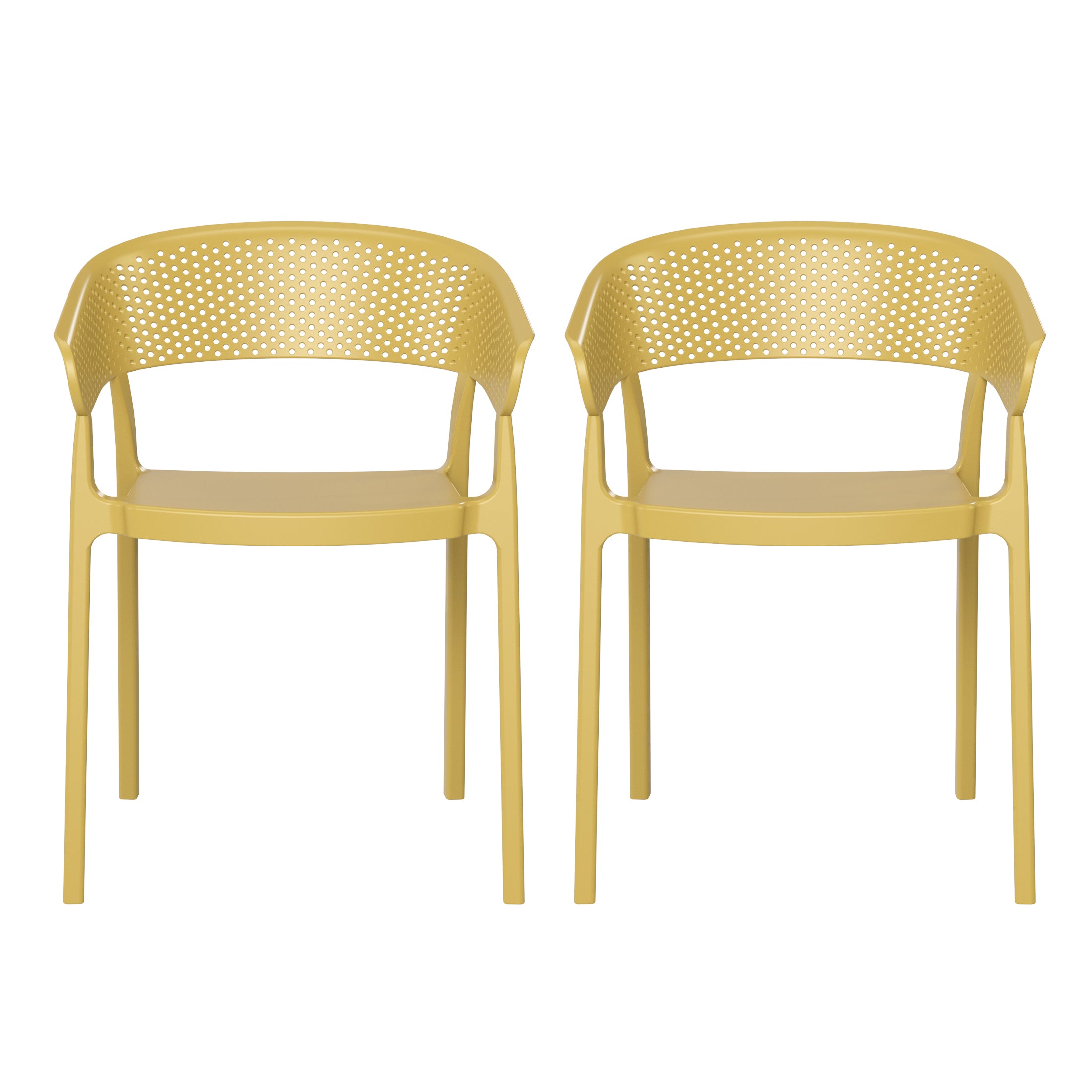 Playa Outdoor Modern Stackable Plastic Resin Patio Dining Armchair (Set of 2)