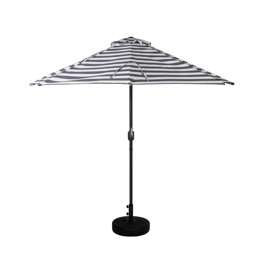 Lanai 9 ft. Aluminum Half Market Crank Lift Patio Umbrella with Base