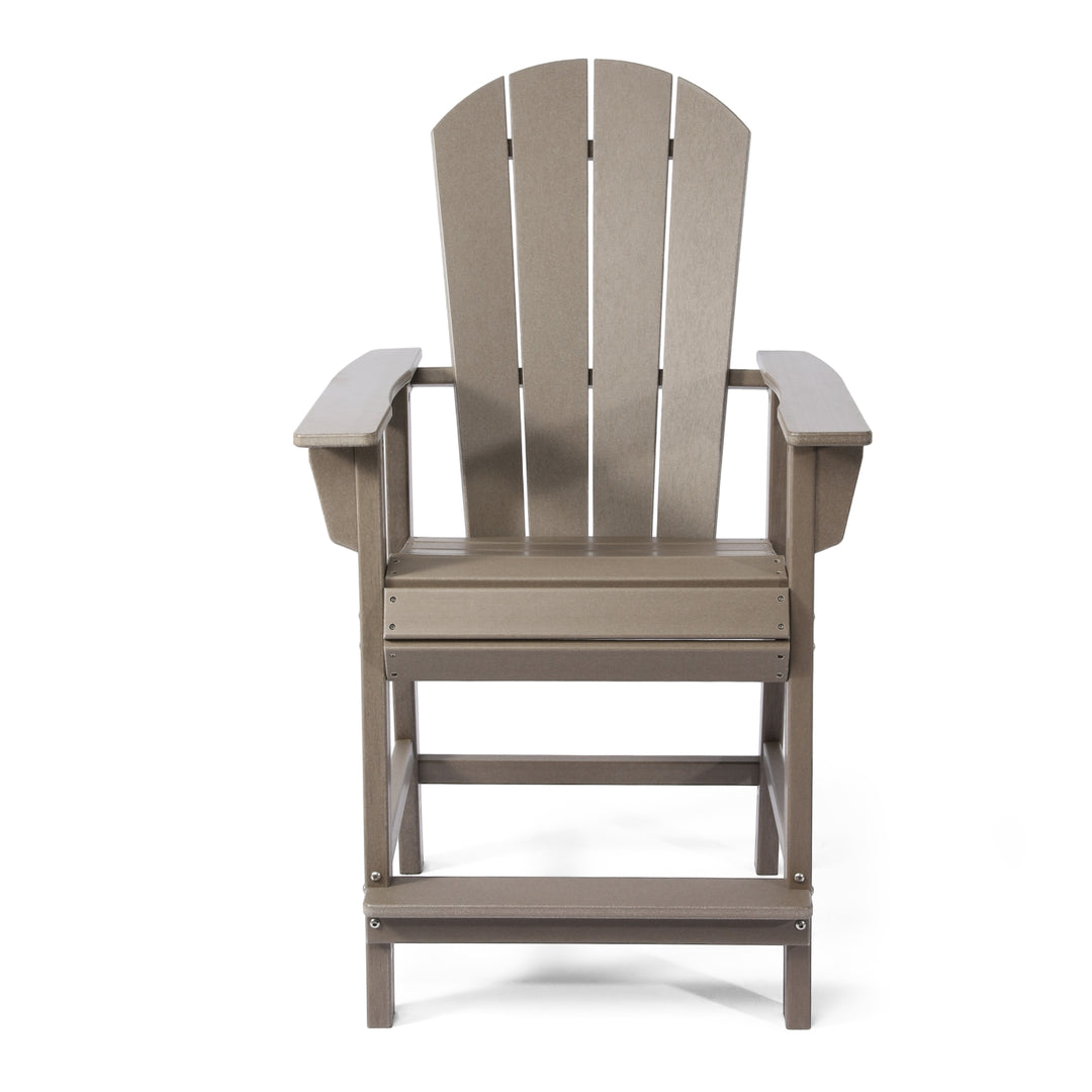 Malibu Outdoor HDPE  Tall Adirondack Counter Height Bar Chair With Cup Holder