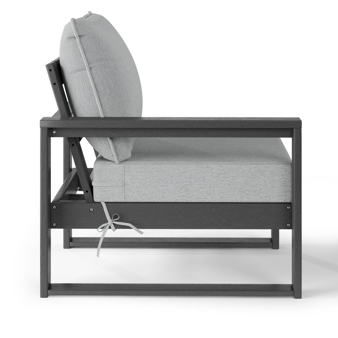 Outdoor HDPE Left Arm Sectional Patio Corner Club Chair with Patio Cushions