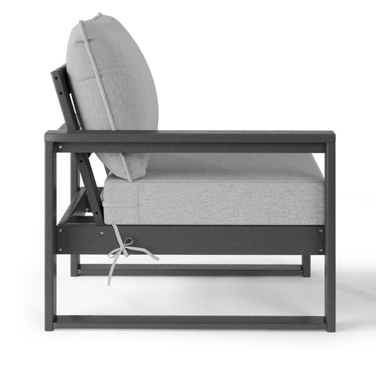 Outdoor HDPE Left Arm Sectional Patio Corner Club Chair with Patio Cushions