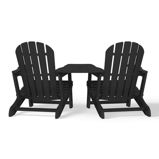 Azura Outdoor HDPE Adirondack Chairs With Connecting Table Tray (Set of 2)