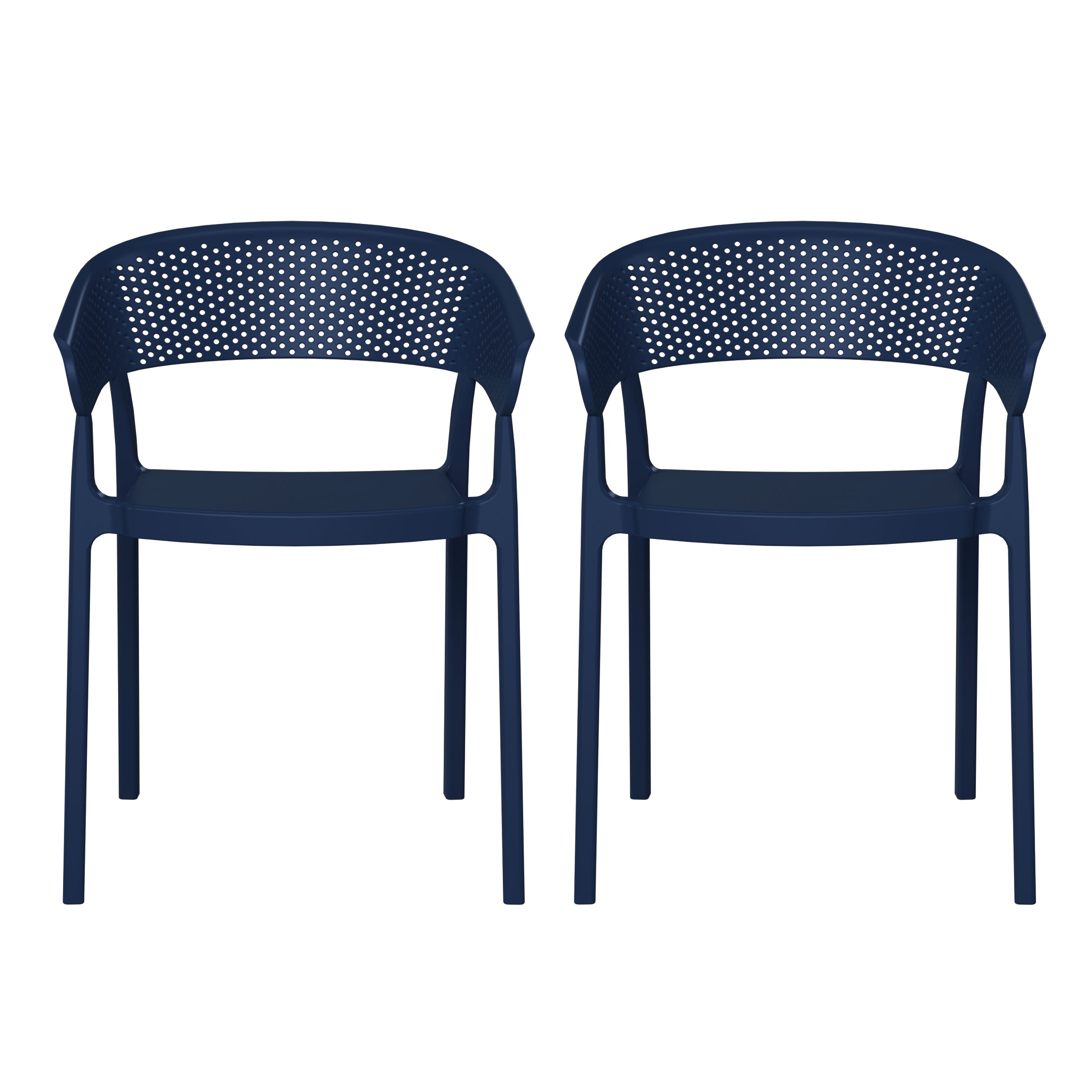 Playa Outdoor Modern Stackable Plastic Resin Patio Dining Armchair (Set of 2)