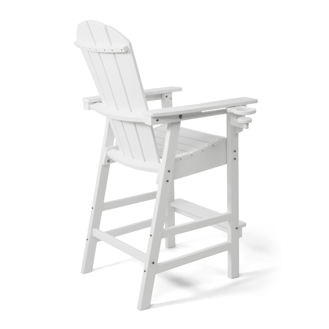 Malibu Outdoor HDPE Tall Adirondack Bar Height Chair With Cup Holder