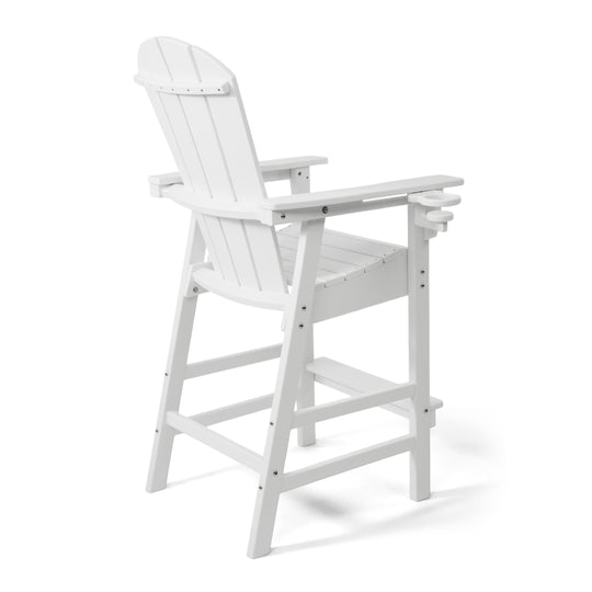Malibu Outdoor HDPE Tall Adirondack Bar Height Chair With Cup Holder