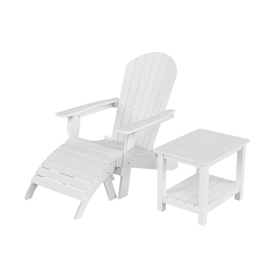 Tuscany HIPS 3-Piece Outdoor Folding Adirondack Chair With Side Table and Folding Ottoman Set