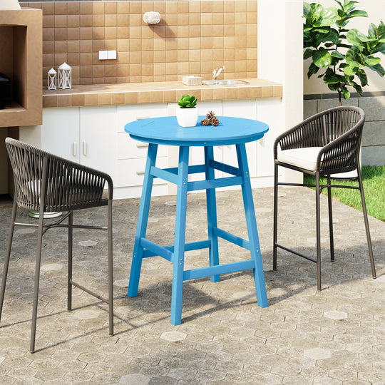 Malibu Outdoor 35" HDPE Round Patio Bar Height Table