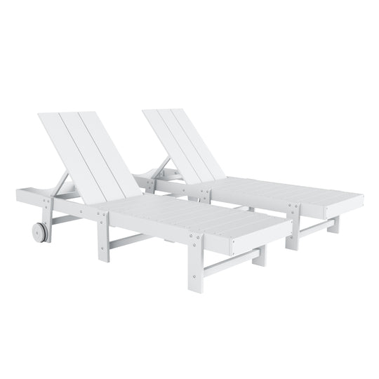 Ashore Modern Poly Reclining Chaise Lounge With Wheels