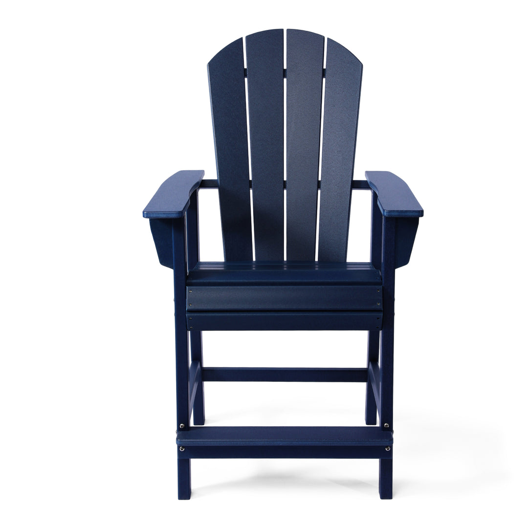 Malibu Outdoor HDPE  Tall Adirondack Counter Height Bar Chair With Cup Holder