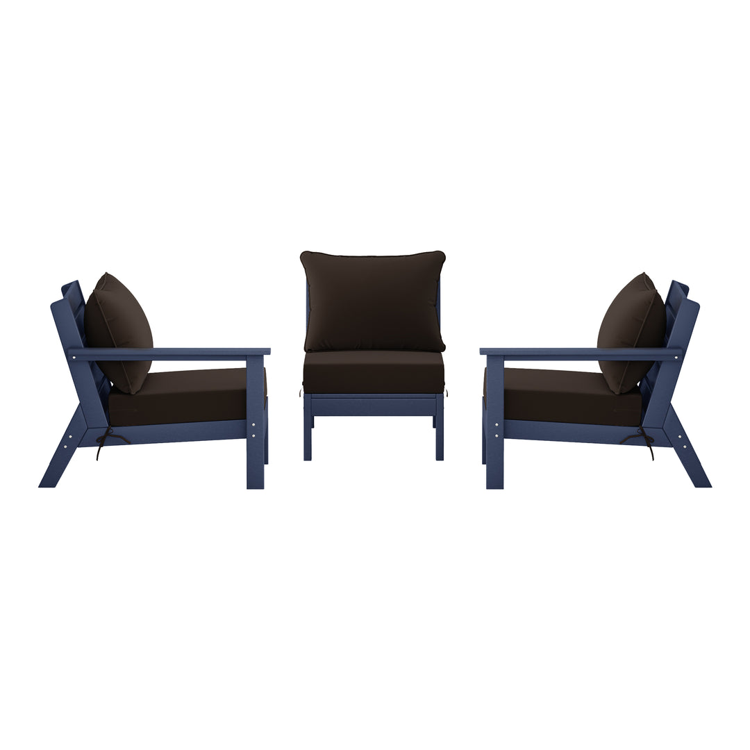 Avalon Outdoor Patio HDPE Sectional Sofa with Patio Cushions
