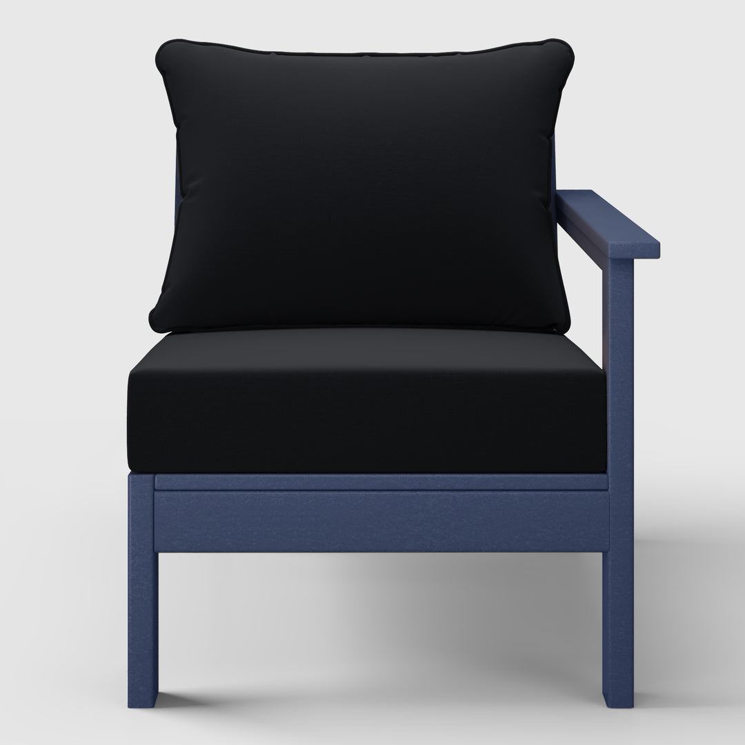 Avalon Outdoor Patio HDPE Right Arm Sectional Corner Club Chair with Patio Cushions
