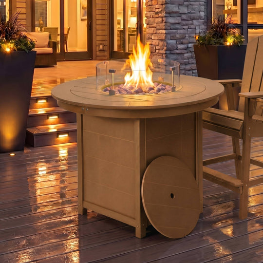 Helios 47" Modern Outdoor Patio Propane Round Counter Height Fire Pit Table