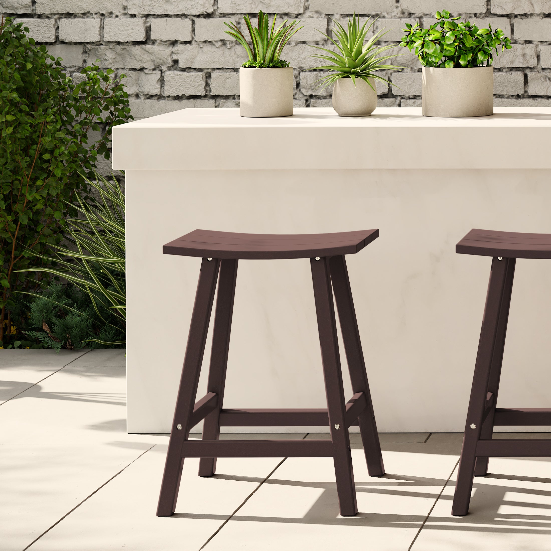 Malibu 24" HDPE Outdoor Patio Counter Height Bar Stool