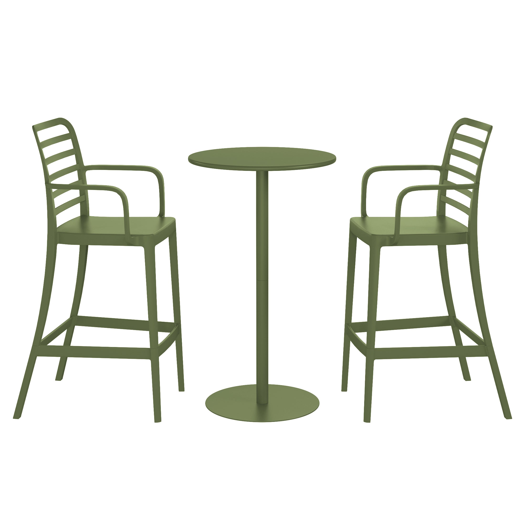 Playa 2-Person Adjustable Round Bar Table with Stackable Bar Stools Dining Set