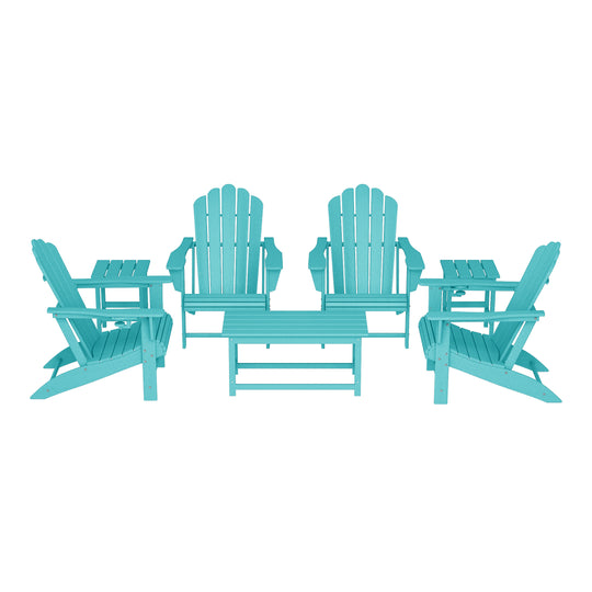 Highland 7-Piece HDPE Outdoor Patio Furniture Adirondack Conversation Set