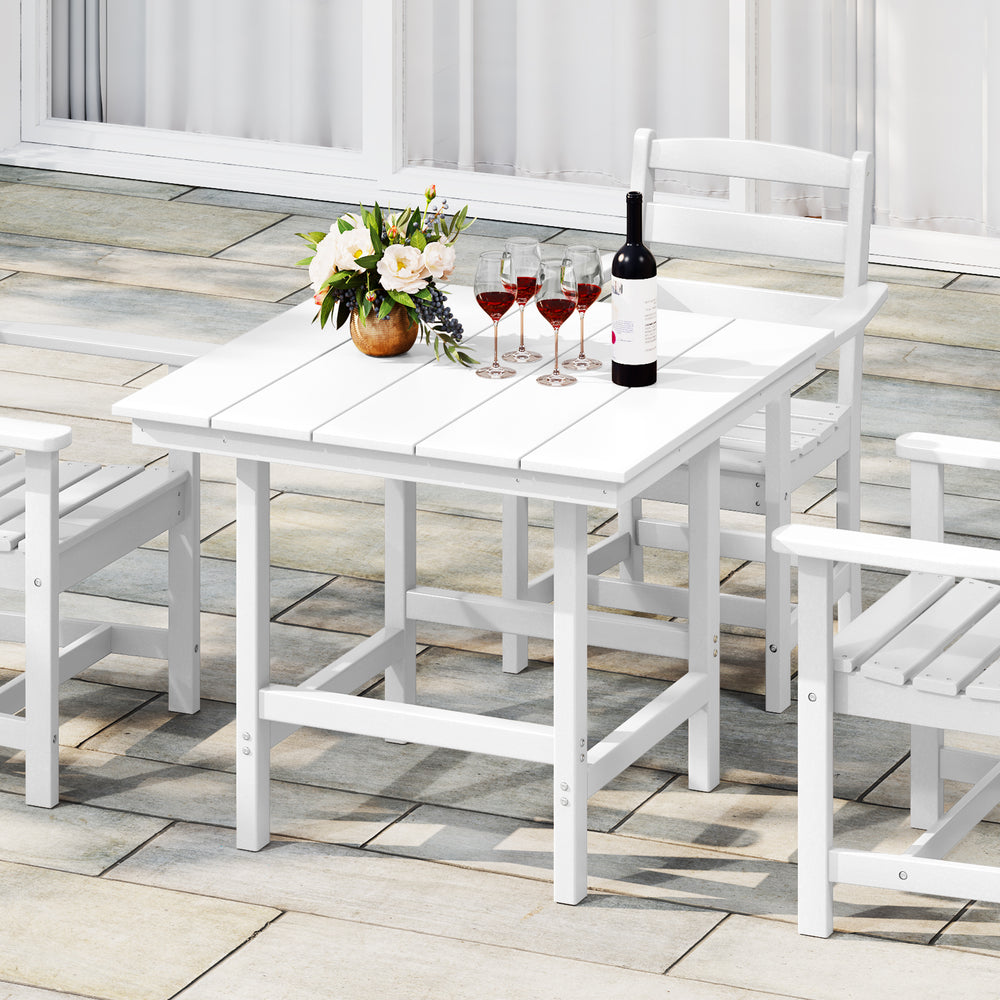Ashore Outdoor HDPE 36" Square Patio Dining Table with Umbrella Hole