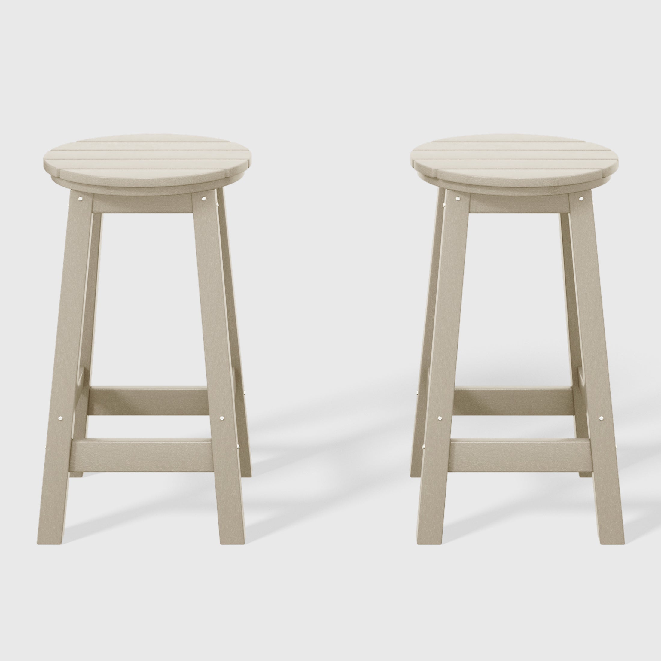 Malibu 24" HDPE Outdoor Patio Round Counter Height Bar Stool Set of 2
