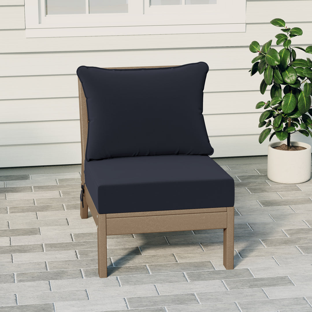 Avalon Outdoor HDPE Deep Seating Modular Armless Patio Chair with Patio Cushions