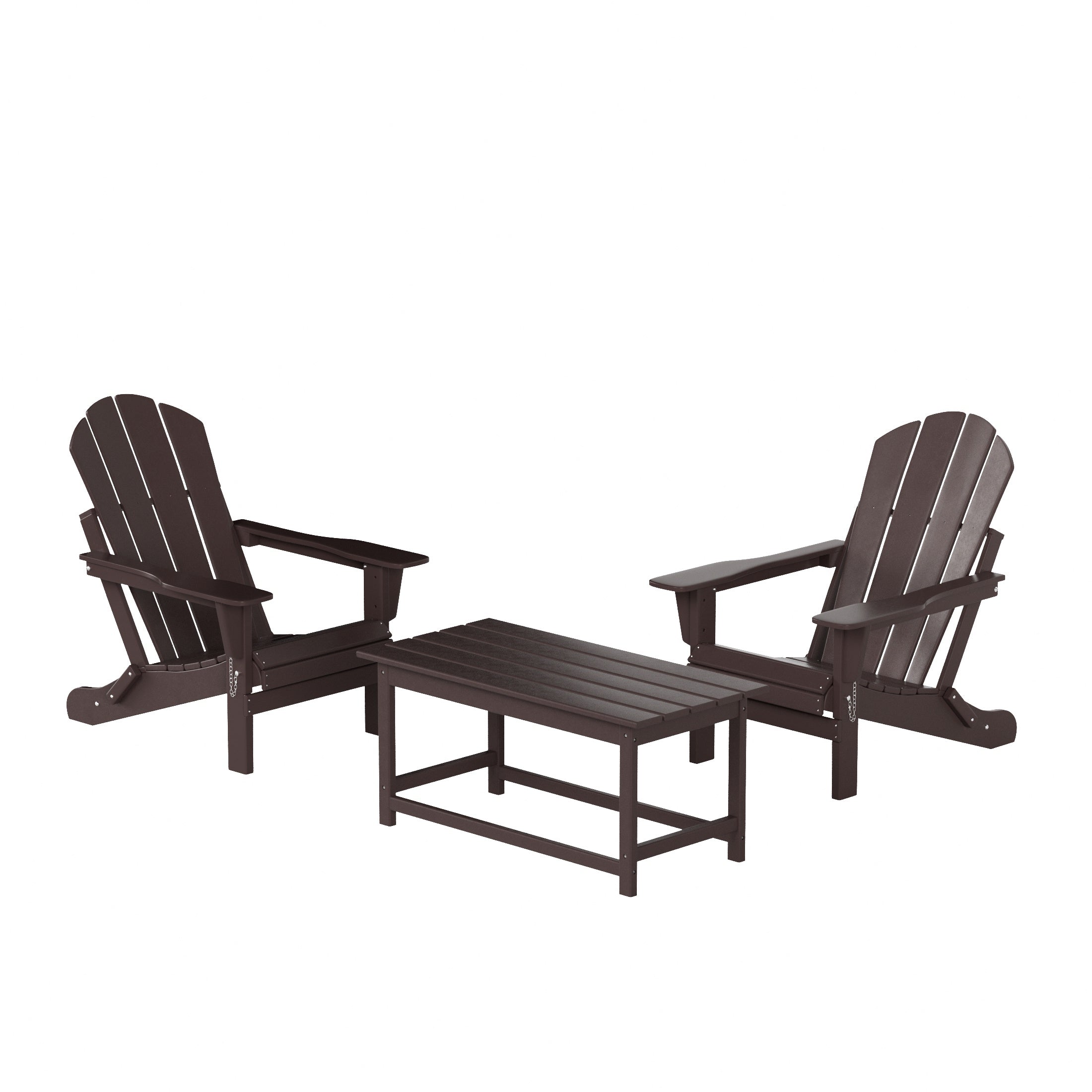 Malibu 3-Piece set Outdoor / Patio Poly Adirondack chair set with a Coffee table ( 2 seater )