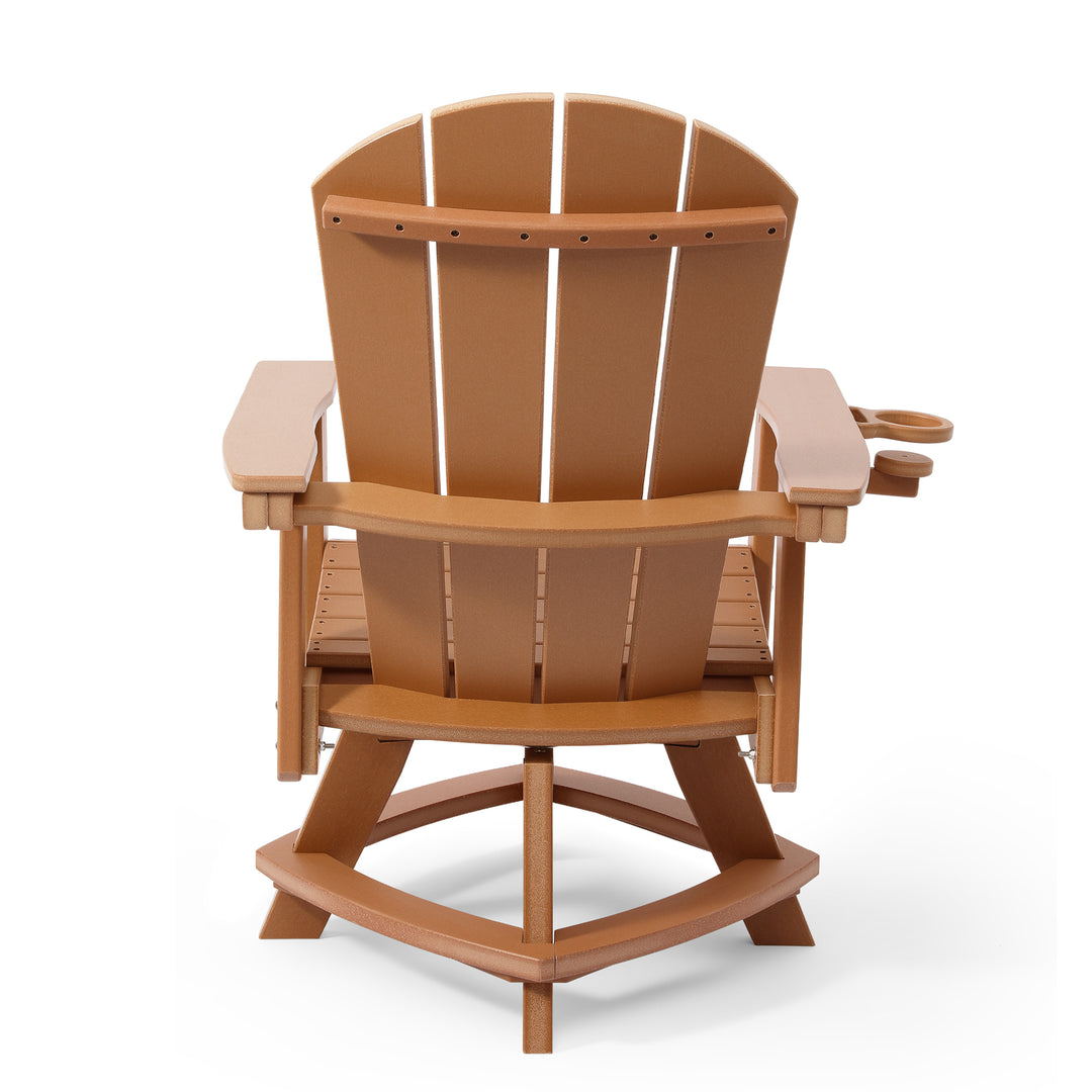 Malibu Outdoor HDPE Swivel Adirondack Patio Dining Chair With Cup Holder
