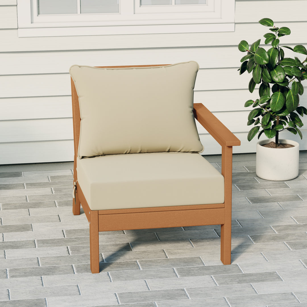 Avalon Outdoor Patio HDPE Right Arm Sectional Corner Club Chair with Patio Cushions