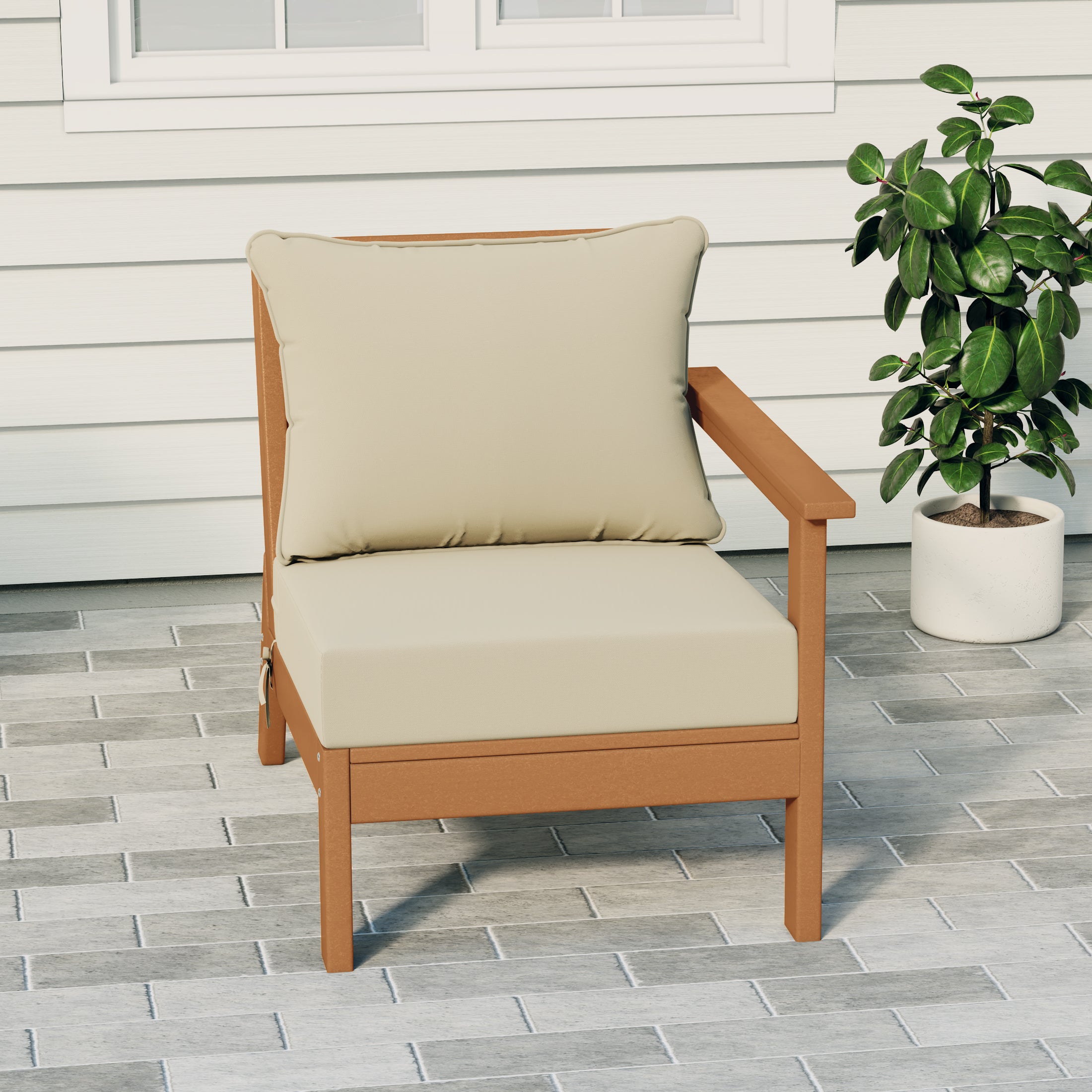 Avalon Outdoor Patio HDPE Right Arm Sectional Corner Club Chair with Patio Cushions
