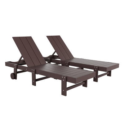Ashore Modern Poly Reclining Chaise Lounge With Wheels