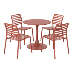 Playa 5-Piece Outdoor Indoor Metal Patio Dining Table Set With Stackable Plastic Patio Side Chairs