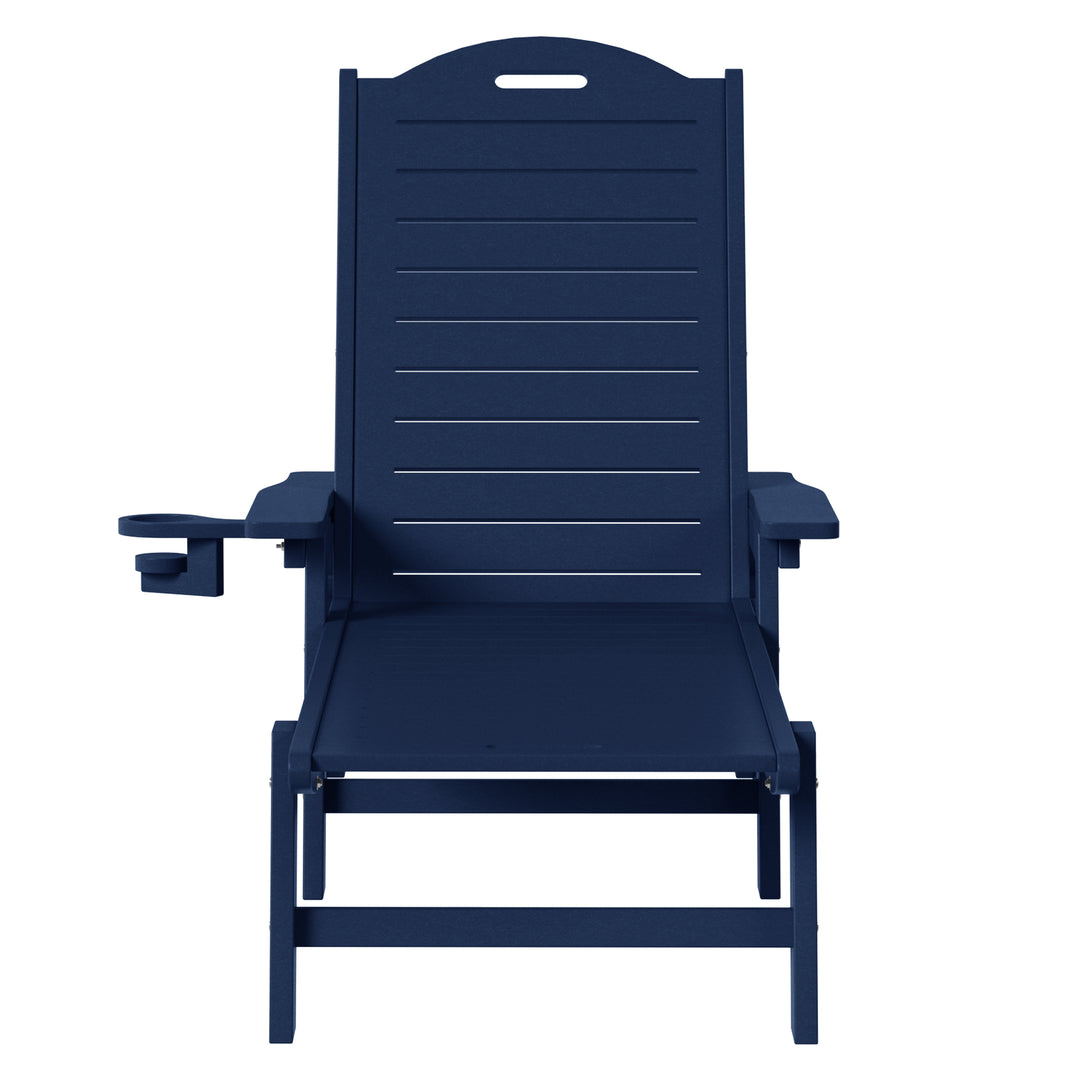 Aruba Outdoor HDPE Patio Chaise Lounge With Wheels & Cup Holder