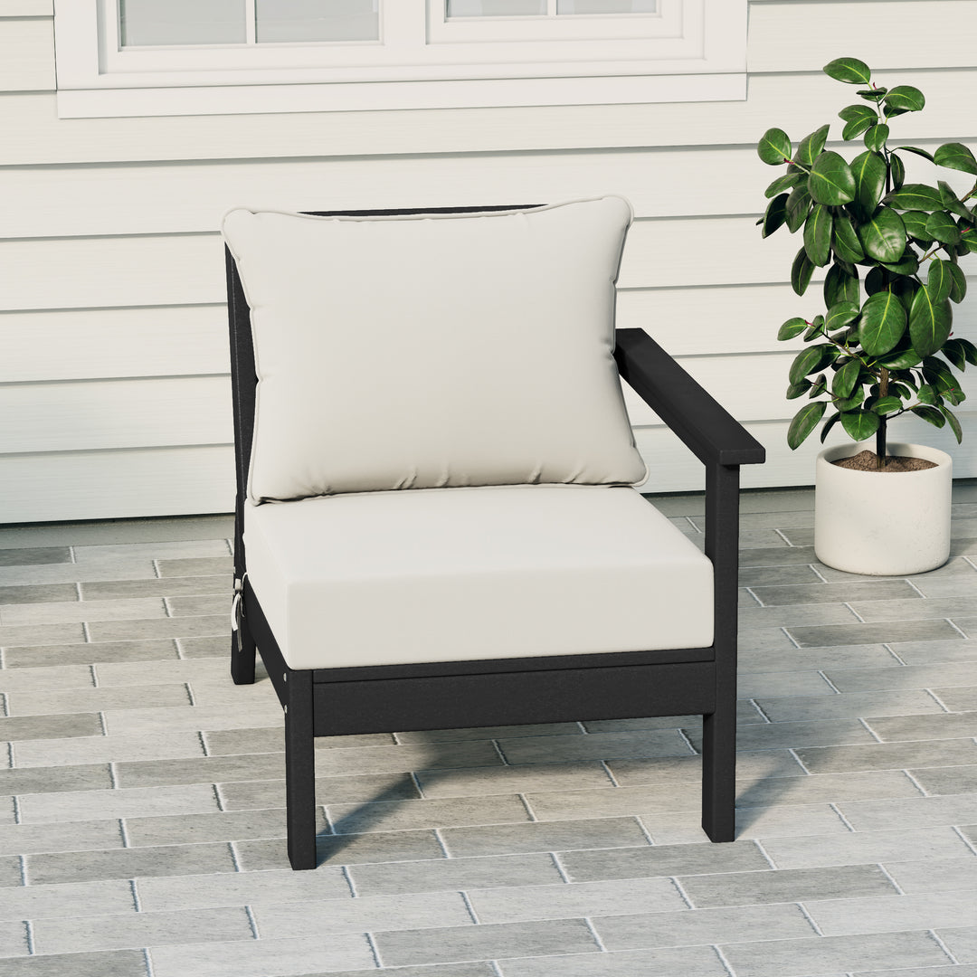 Avalon Outdoor Patio HDPE Right Arm Sectional Corner Club Chair with Patio Cushions