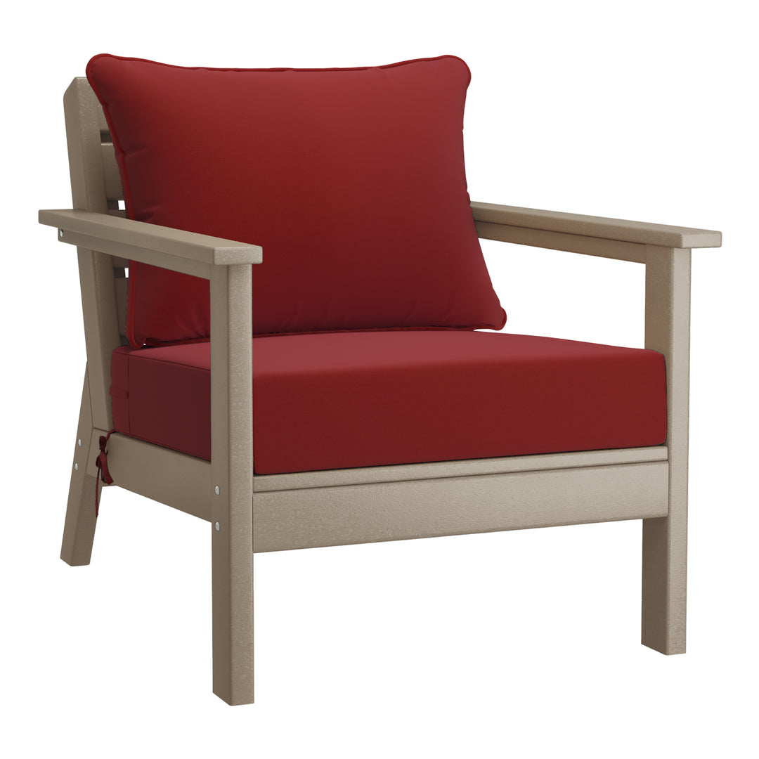 Avalon Outdoor Modern HDPE Patio Club Chairs with Deep Seat Cushions (Set of 2)