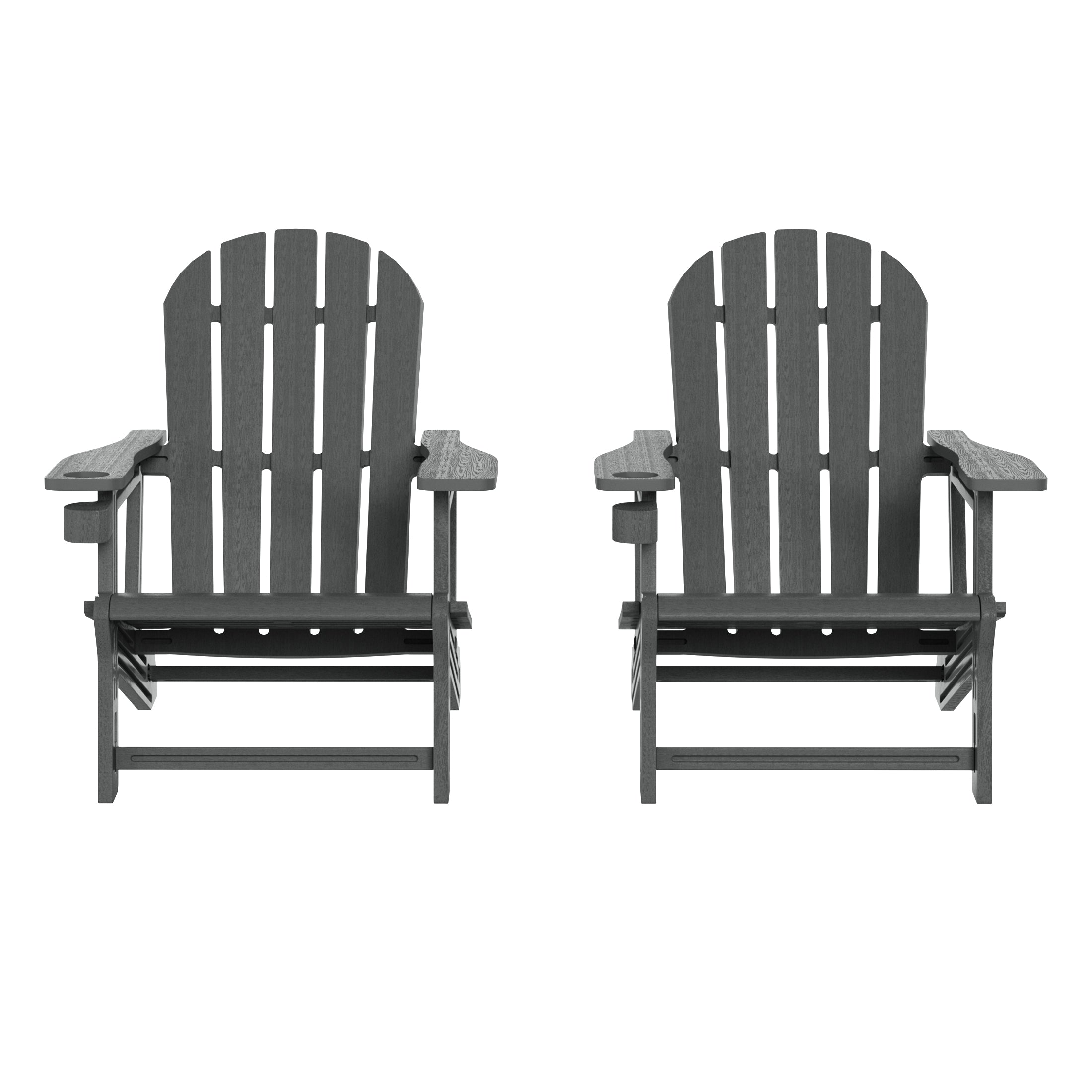 Azura Tool-Free Assembly Outdoor Patio HDPE Plastic Adirondack Chair with Cup Holder (Set of 2)